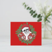 Santa Skull mit Wreath Feiertagspostkarte (Stehend Vorderseite)
