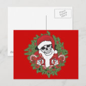 Santa Skull mit Wreath Feiertagspostkarte (Vorne/Hinten)