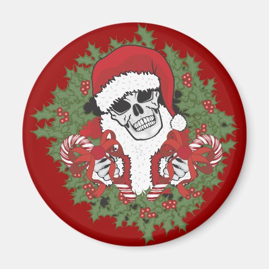 Santa Skull mit Wreath Magnet (Vorne)