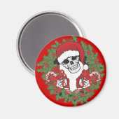 Santa Skull mit Wreath Magnet (Vorderseite/Rückseite)