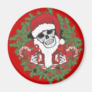 Santa Skull mit Wreath Magnet