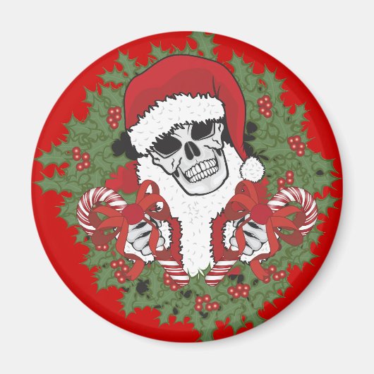 Santa Skull mit Wreath Magnet (Vorne)