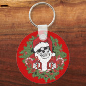 Santa Skull mit Wreath Schlüsselanhänger (Vorderseite)