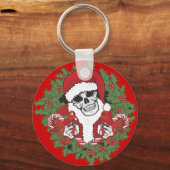 Santa Skull mit Wreath Schlüsselanhänger (Vorderseite)