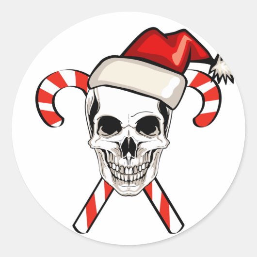 Santa Skull Runder Aufkleber (Vorderseite)