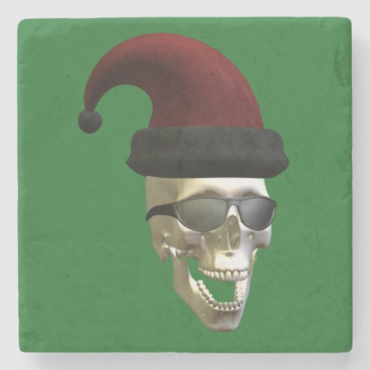 Santa Skull Steinuntersetzer (Vorderseite)