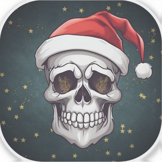 Santa Skull Sticker (Vorderseite)