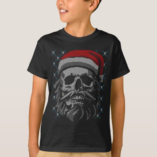 Santa Skull Ugly Christmas Santa Lover Y Christmas T-Shirt (Vorderseite)