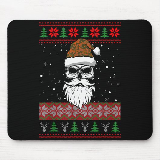 Santa Skull Ugly Christmas Sweater Camo Aesthetic Mousepad (Vorne)