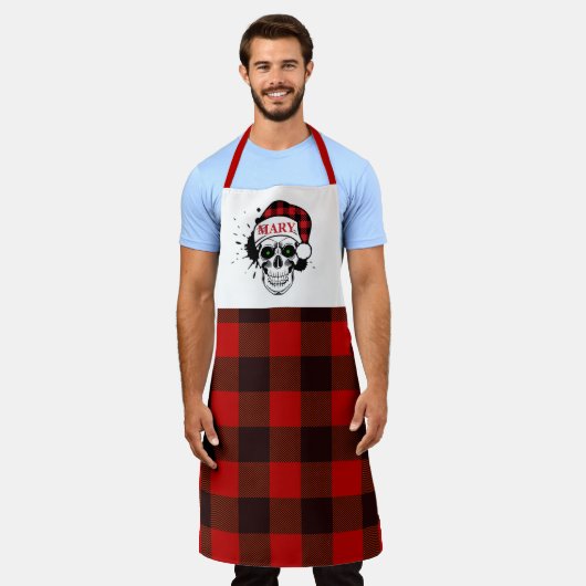 Santa Skull und Karierte Schürze (Getragen)