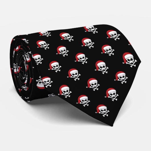 Santa Skulls Christmas Black Krawatte (Gerollt)