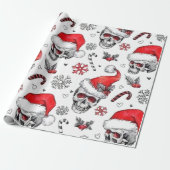 Santa Skulls und Candy Cane Wrapping Paper Geschenkpapier (Ungerollt)