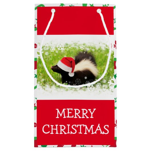 Santa Skunk mit Weihnachtsmuster Kleine Geschenktüte (Rückseite)