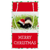 Santa Skunk mit Weihnachtsmuster Kleine Geschenktüte (Vorderseite)