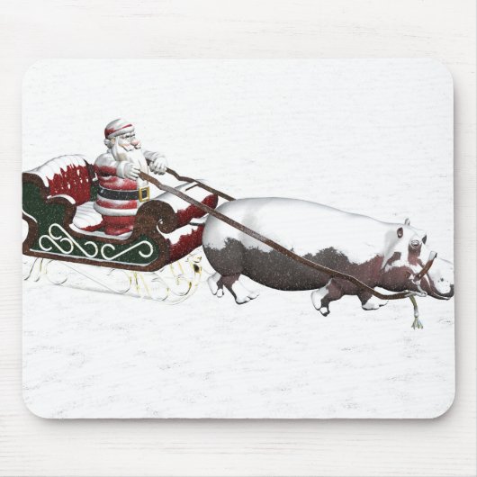 Santa Sled Pulled By Hippopotamus Mousepad (Vorne)
