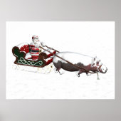 Santa Sled Pulled By Hippopotamus Poster (Vorne)