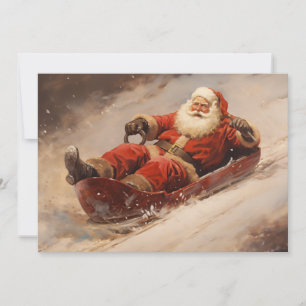 Santa Sledding Schnee Frohe Weihnachten Vintag