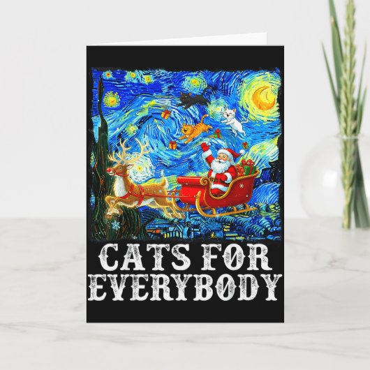 Santa Sleigh Christmas Cats For Everybody Starry N Karte (Vorderseite)