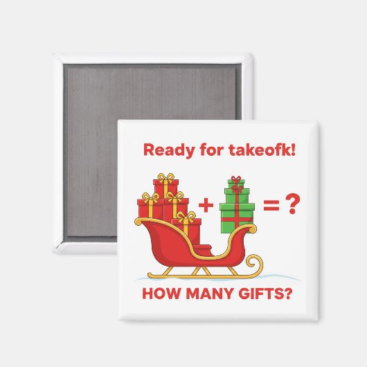 Santa Sleigh Christmas Gifts Math Addition Game Ma Magnet (Vorderseite/Rückseite)