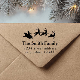 Santa Sleigh Christmas Return Address Gummistempel