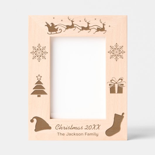 Santa Sleigh Familie Weihnachten Geätzte Rahmen (Vorderseite)