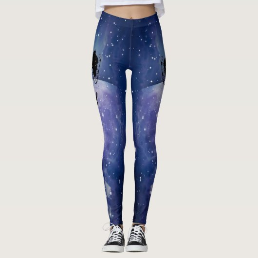 Santa Sleigh | Fantasy Galaxy Weihnachtsabend Himm Leggings (Vorderseite)