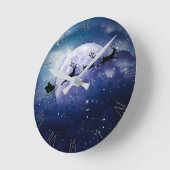 Santa Sleigh | Fantasy Galaxy Weihnachtsabend Himm Runde Wanduhr (Winkel)