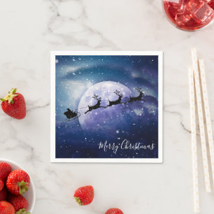 Santa Sleigh   Fantasy Galaxy Weihnachtsabend Himm Serviette