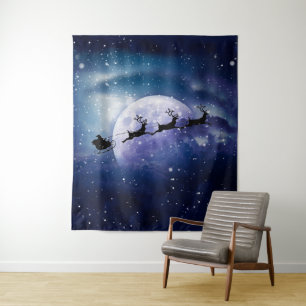 Santa Sleigh Fantasy Galaxy Weihnachtsabend Himm Wandteppich