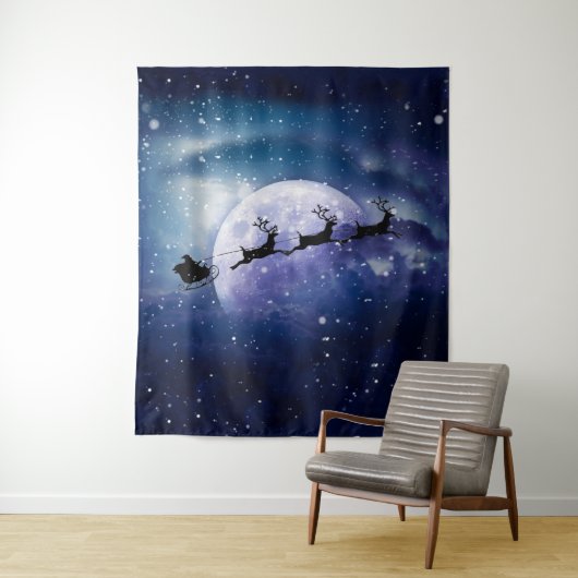 Santa Sleigh | Fantasy Galaxy Weihnachtsabend Himm Wandteppich (Beispiel)