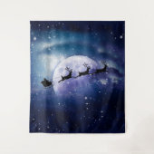 Santa Sleigh | Fantasy Galaxy Weihnachtsabend Himm Wandteppich (Vorderseite)