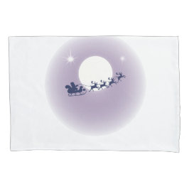 Santa Sleigh Flying Reindeer Moonlight Sky Scene Kissenbezug