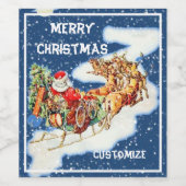 Santa Sleigh Frohe Weihnachten Weinetikett (Einzelnes Label)