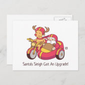 Santa Sleigh Got ein Upgrade Funny Christmas Postkarte (Vorne/Hinten)
