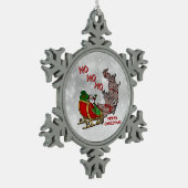 Santa Sleigh HoHoHo Frohe Weihnachtsdekoration Schneeflocken Zinn-Ornament (Links)