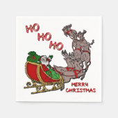 Santa Sleigh HoHoHo Merry Christmas Napkins Serviette (Vorderseite)
