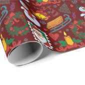 Santa Sleigh Holiday Icons Festivals Weihnachtsges Geschenkpapier (Rolleneckpunkt)