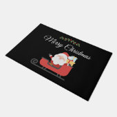 Santa Sleigh Holly Berry Merry Christmas Red Green Fußmatte (Schrägansicht)
