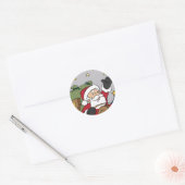 Santa Sleigh Illustration Frohe Weihnachten Runder Aufkleber (Umschlag)