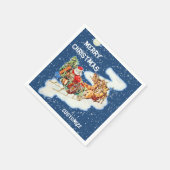 Santa Sleigh Merry Christmas Napkins Serviette (Ecke)