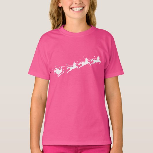 Santa Sleigh mit Unicorns T-Shirt (Vorderseite)