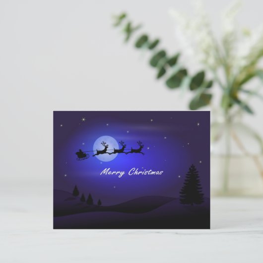 Santa Sleigh Moon Frohe Weihnachten (Stehend Vorderseite)