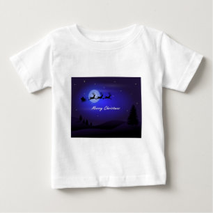 Santa Sleigh Moon Frohe Weihnachten Baby T-shirt