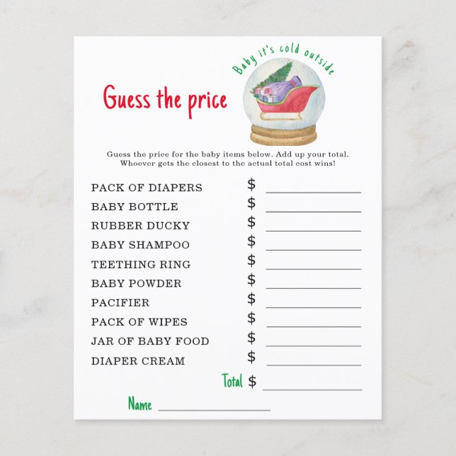 Santa Sleigh - Party-Spiele | Price Guess Game (Vorderseite)