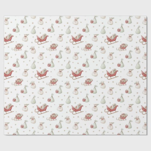 Santa Sleigh Pattern Geschenkpapier (Flach)