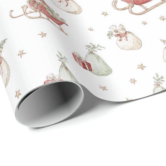Santa Sleigh Pattern Geschenkpapier (Rolleneckpunkt)