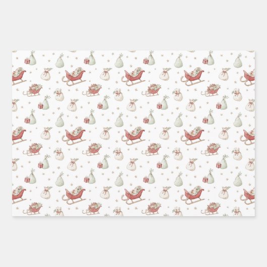 Santa Sleigh Pattern Geschenkpapier Set (Vorderseite 2)