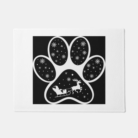 Santa Sleigh Paw Print Door Mat Fußmatte (Vorderseite)