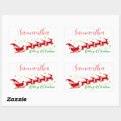 Santa sleigh rechteckiger aufkleber (Blatt)