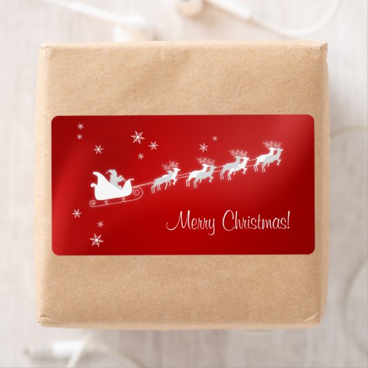 Santa Sleigh Red Christmas Label (Insitu)